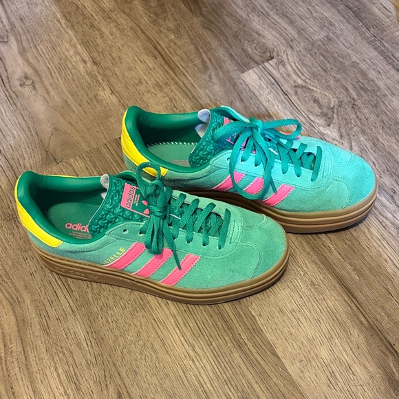 adidas Shoes - Adidas Gazelle Bold Sneaker platform green + pink womens size US 7 1/2